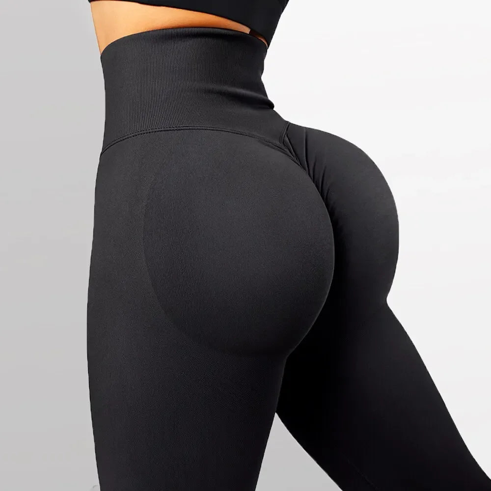 Knitted Seamless Fitness Leggings GYM Pants Women High Waist Push Up Leggings Tight Peach Buttocks Yoga Pants